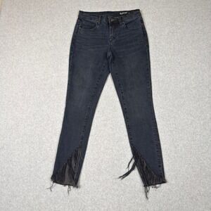 BLANKNYC The Bond Mid Rise Skinny Jeans Distressed Frayed Hem Size 25 Boho